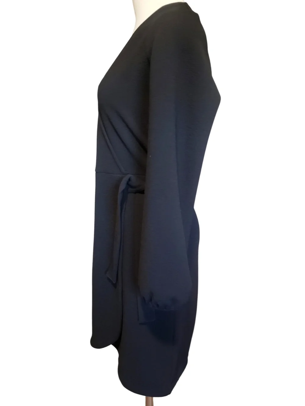 Madewell Womens Black Dress Texture & Thread Side Tie Wrap S Baloon Sleeve Chic